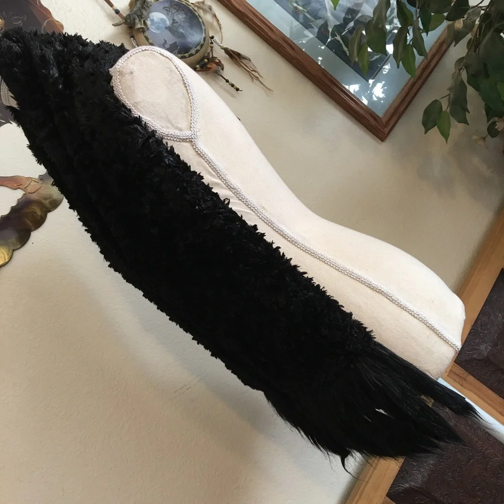 Adrienne Landau black faux fur scarf wrap fringe